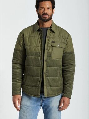 Brixton Cass Jacket Military Olive Quilted Button Front  NWT Size Large
